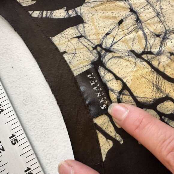 Senada Womens Brown Tropical Maxi Dress Shift Medium Sleeveless Pockets Batik - Picture 10 of 11